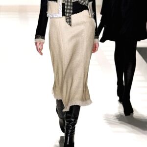 Tory Burch Mcilvain Wool Fringe Skirt Cafe Latte